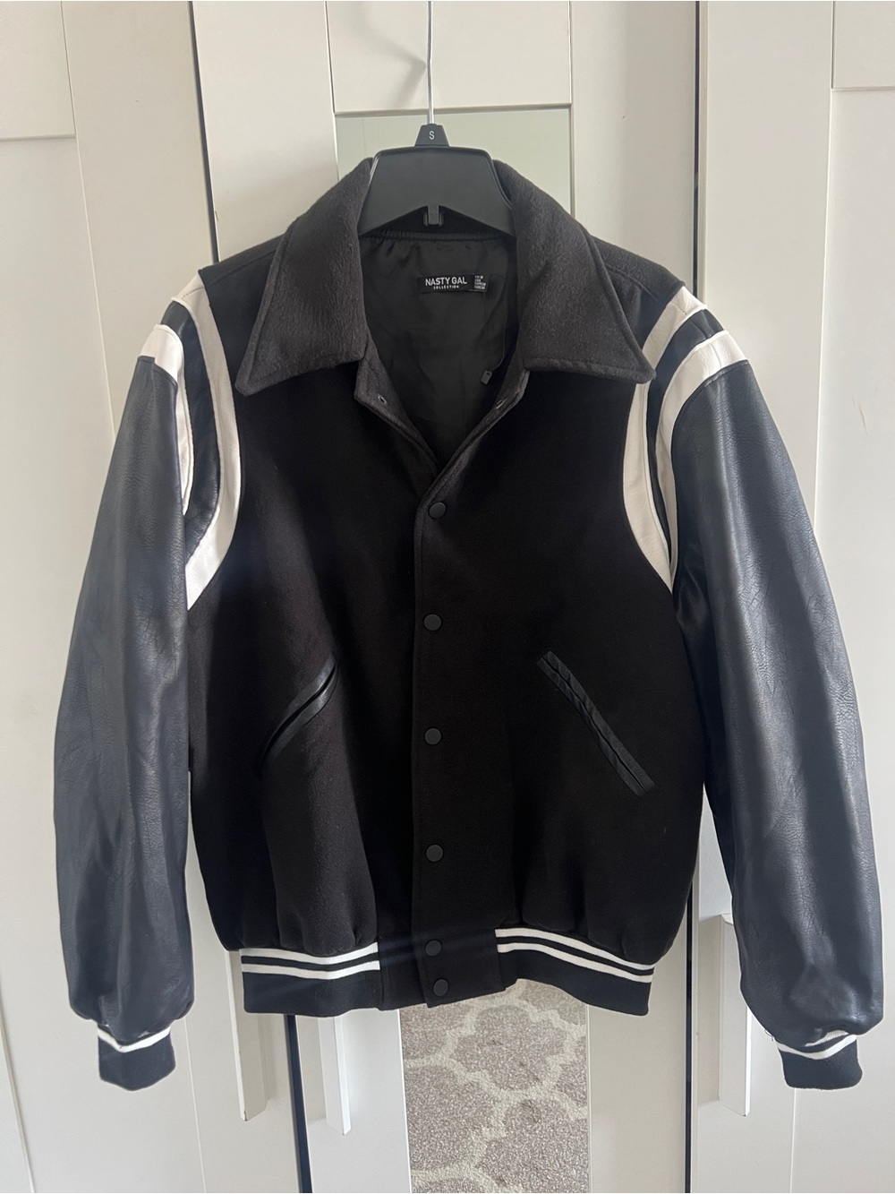 Nasty Gal OVERSIZED Black & White Varsity Jacket